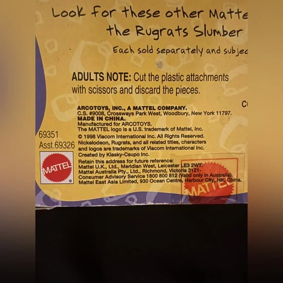 Mattel Rugrats Movie Tommy Soft Pal- 1998 Original Packaging - Picture 5 of 5